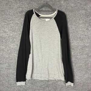 Rag and Bone Standard Issue Mens Gray Black Long Sleeve Raglan T Shirt Size L